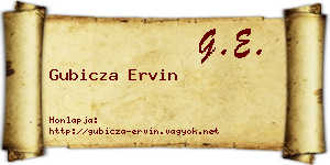 Gubicza Ervin névjegykártya